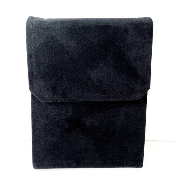 Tiffany & Co. Small Black Suede w/Blue Interior Folding Necklace Storage Pouch - Picture 1 of 12